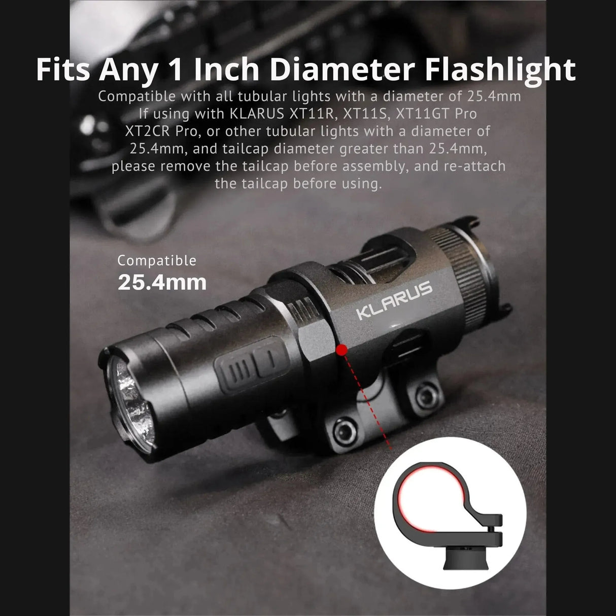 KLARUS MGM-5 Flashlight Helmet Mount – Versatile Tactical Mount Klarus Accessories.