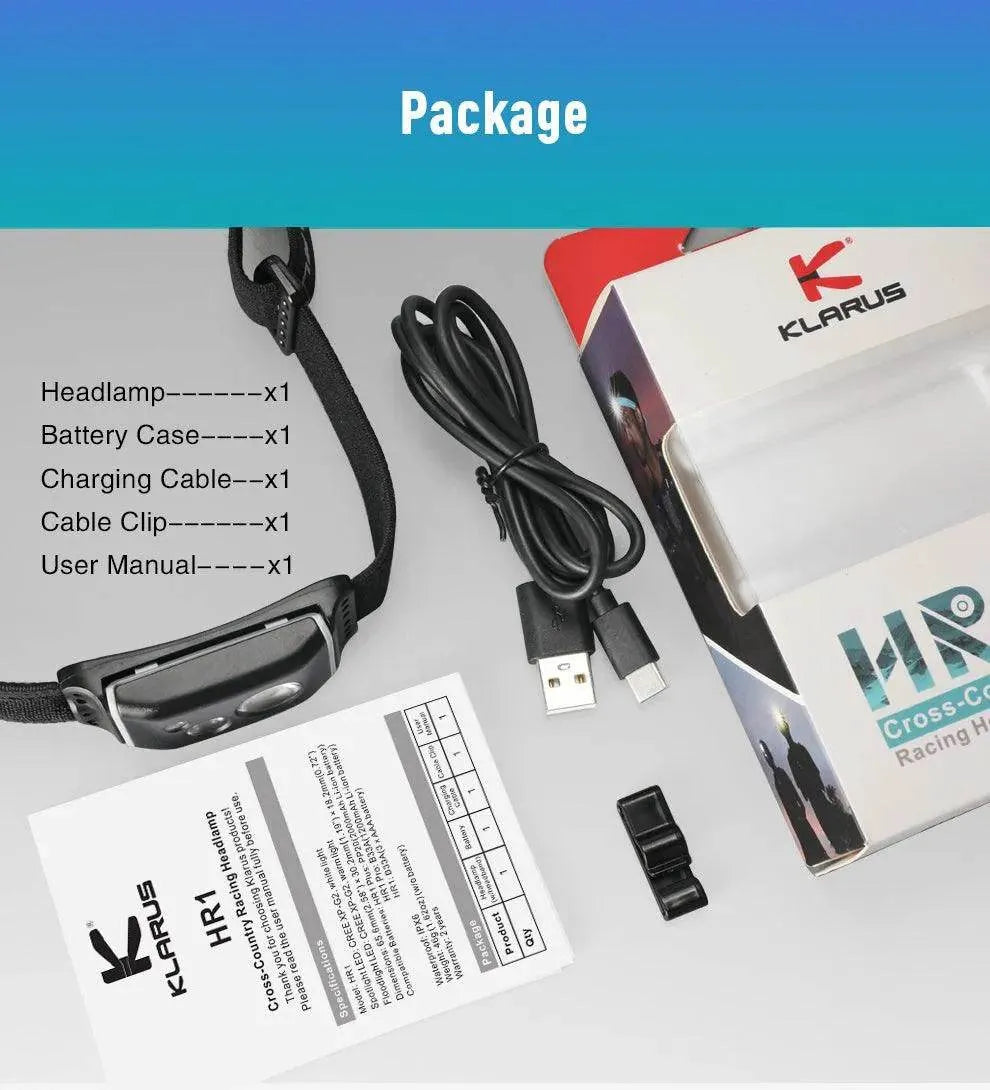 HR1 Rechargeable Running Headlamp – 300 Lumens Klarus Headlamps.