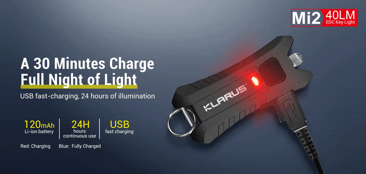 KLARUS Mi2 EDC Keychain Flashlight – 40 Lumens, 2 Modes Klarus Keychain Lights.