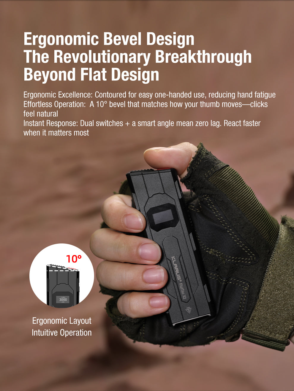 KLARUS X2 Ultra-Thin EDC Tactical Flashlight for Law Enforcement & Duty Carry