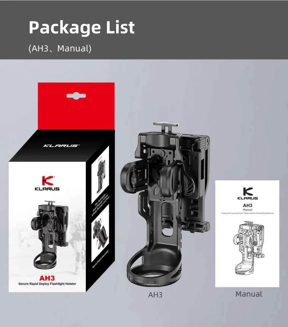 KLARUS AH3 Rapid Deploy Flashlight Holster – 360° Rotatable, Durable Klarus Accessories.