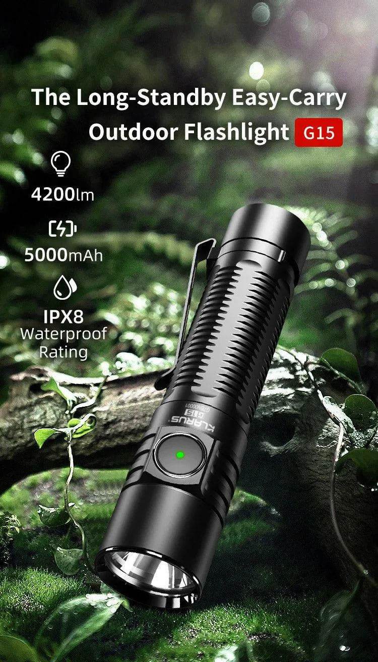 Klarus G15 High Lumen Flashlight – 4200 Lumens, USB-C Klarus EDC Flashlights.