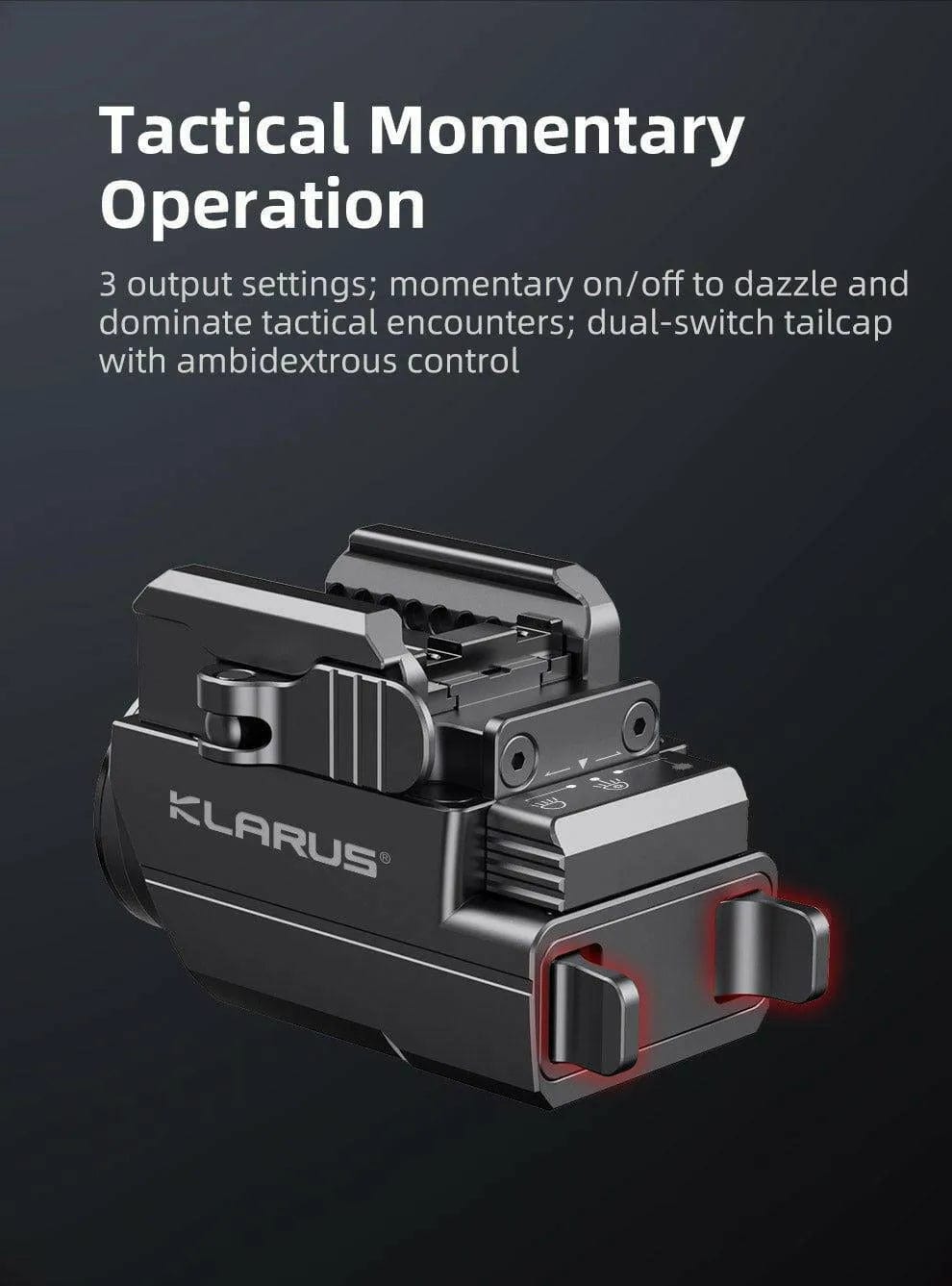 KLARUS GL2 Tactical Light – 1000 Lumens, Green Laser, IPX6 Rated Klarus Weapons-Mounted Lights.
