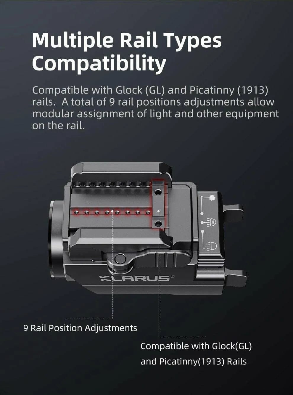 KLARUS GL2 Tactical Light – 1000 Lumens, Green Laser, IPX6 Rated Klarus Weapons-Mounted Lights.