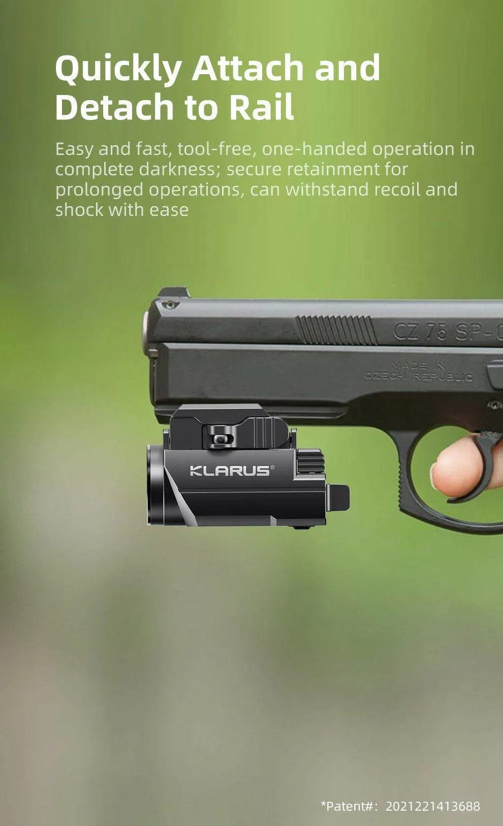 KLARUS GL2 Tactical Light – 1000 Lumens, Green Laser, IPX6 Rated Klarus Weapons-Mounted Lights.