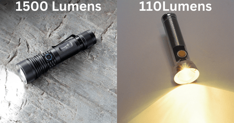 Early incandescent flashlight compared with a modern LED flashlight