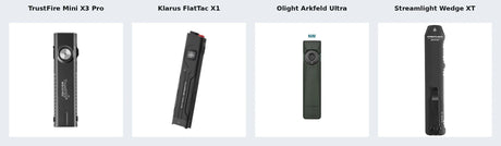 TrustFire Mini X3 Pro & Klarus FlatTac X1 vs Arkfeld Ultra & Wedge XT