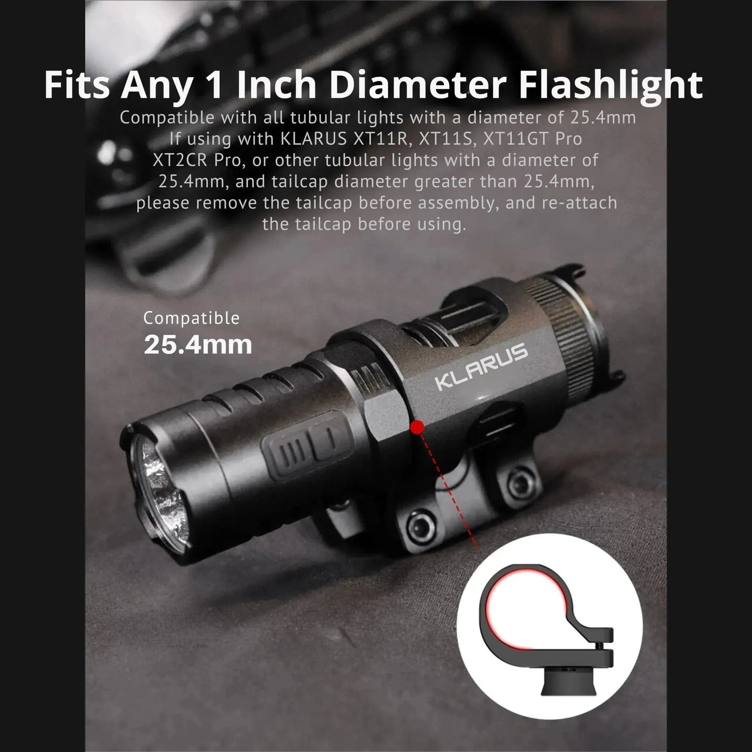 KLARUS MGM-5 Flashlight Helmet Mount – Versatile Tactical Mount Klarus Accessories.