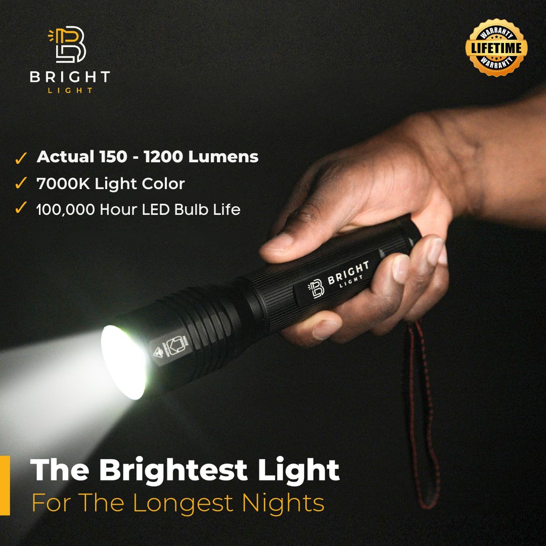 Bright Light BW1 LED Flashlight – 1200 Lumens, 6500K, IP67 - Bright Light LED