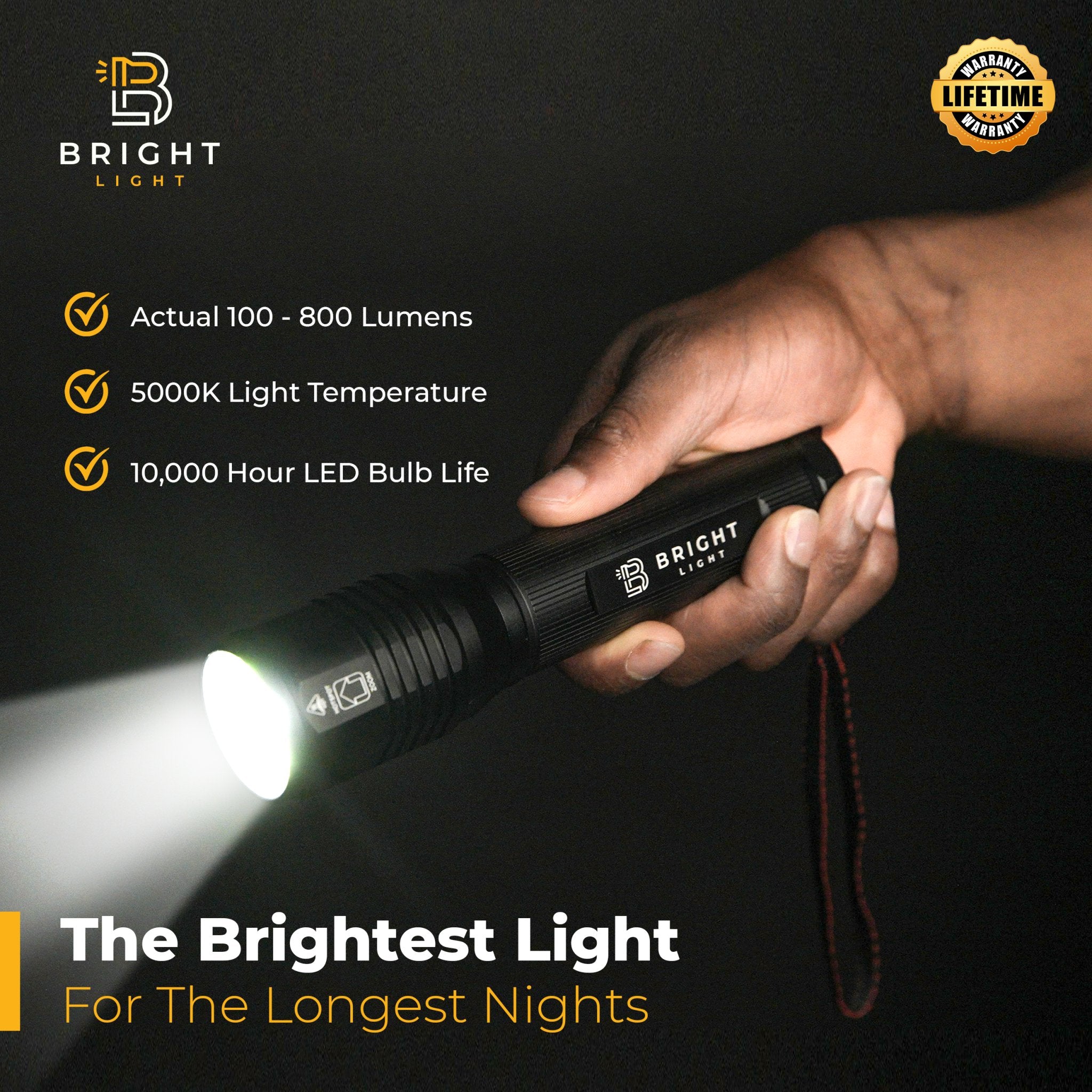 Bright Light BW1 LED Flashlight – 1200 Lumens, 6500K, IP67 - Bright Light LED