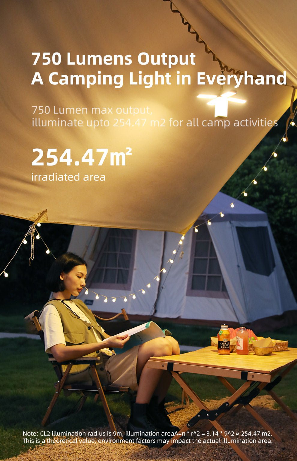 KLARUS CL2 Pro Camping Lantern – 14000mAh, 750 Lumens, 8 Light Modes, Foldable, Rechargeable - Bright Light LED