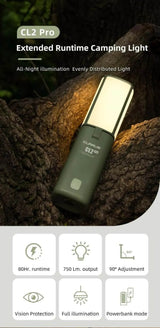 KLARUS CL2 Pro Camping Lantern – 750 Lumens, Rechargeable, IPX5 Klarus Camping Lanterns.