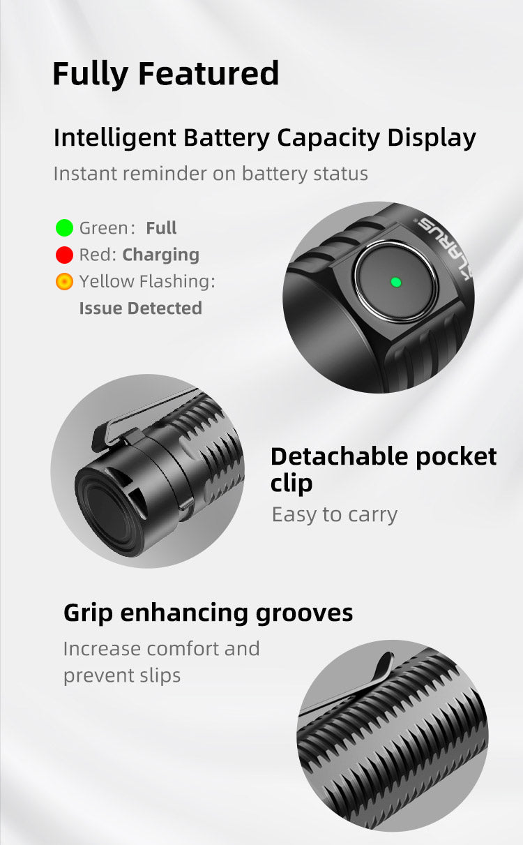 Klarus G15 Flashlight – 4200 Lumens, 200m Beam, 8 Modes, USB Rechargeable, IPX8 Waterproof, Compact Design - Bright Light LED