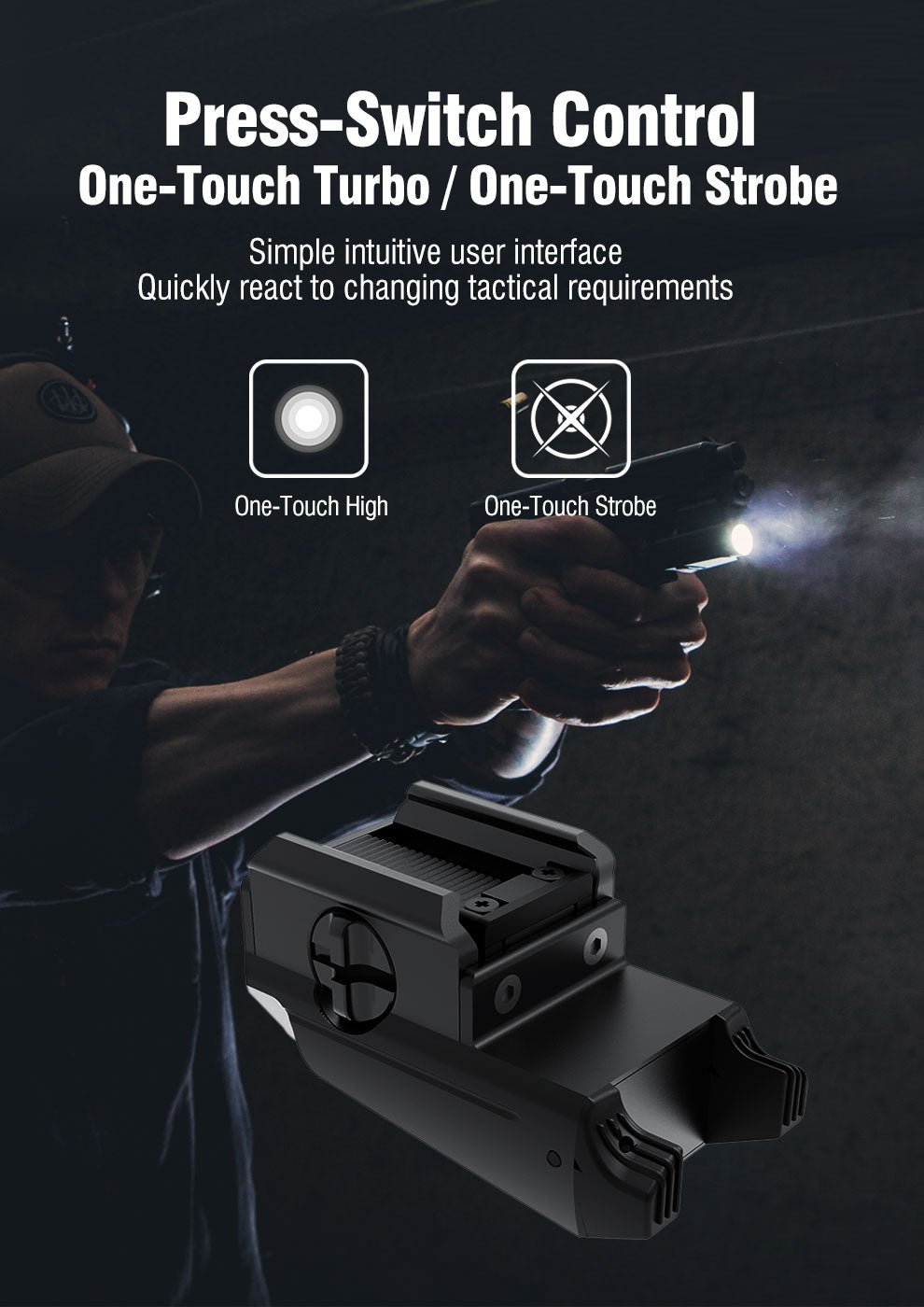 KLARUS GL1 Compact Rail - Mounted Tactical Flashlight – 600 Lumens, Easy Operation, and Durable Design - Bright Light LED