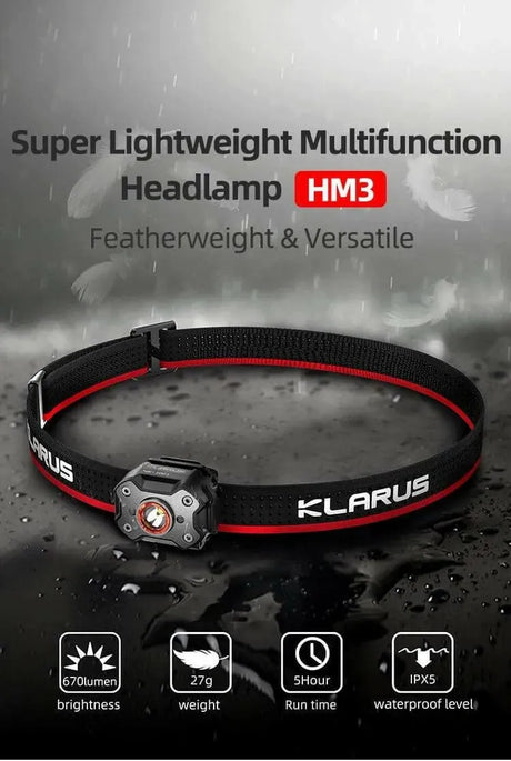 KLARUS HM3 Multifunction Headlamp – 670 Lumens, Lightweight Klarus Headlamps.
