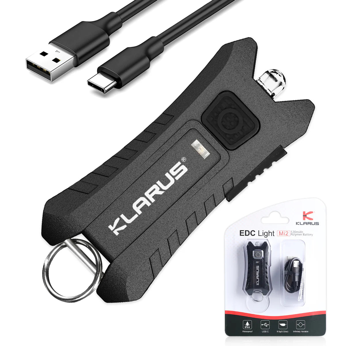 KLARUS Mi2 EDC Keychain Flashlight – 40 Lumens, 2 Modes - Bright Light LED 