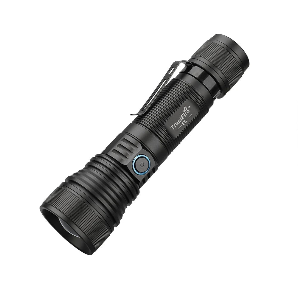 TrustFire E6 Rechargeable Flashlight – 1500 Lumens, Magnetic Tail, Dual-Clip, 1804 ft Beam, USB-C Rechargeable - Bright Light LED