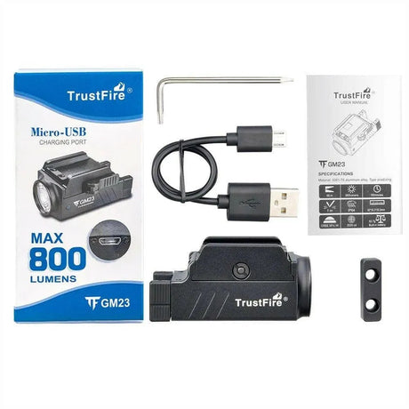Trustfire GM23 Weapons Mounted Light – 800 Lumens, USB-C Trustfire Weapons-Mounted Lights.