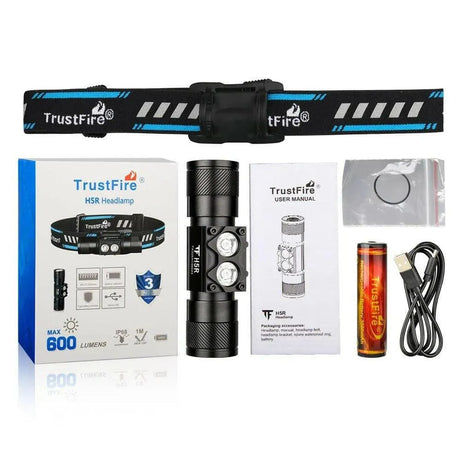 TrustFire H5R Headlamp – 600 Lumens, USB-C, Water-Resistant Trustfire Headlamps.