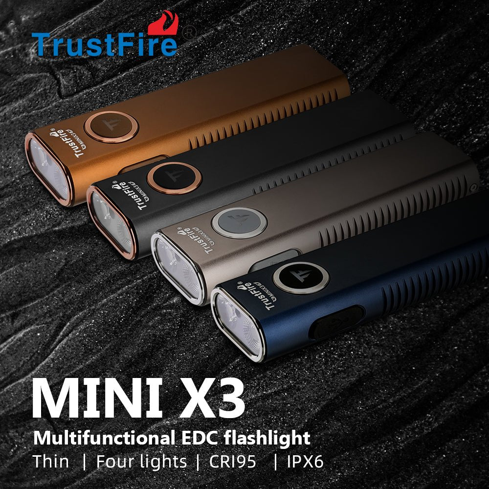 TrustFire Mini X3 Flashlight – 1050 Lumens, White Light, UV, Floodlight, Portable Pocket Light - Bright Light LED