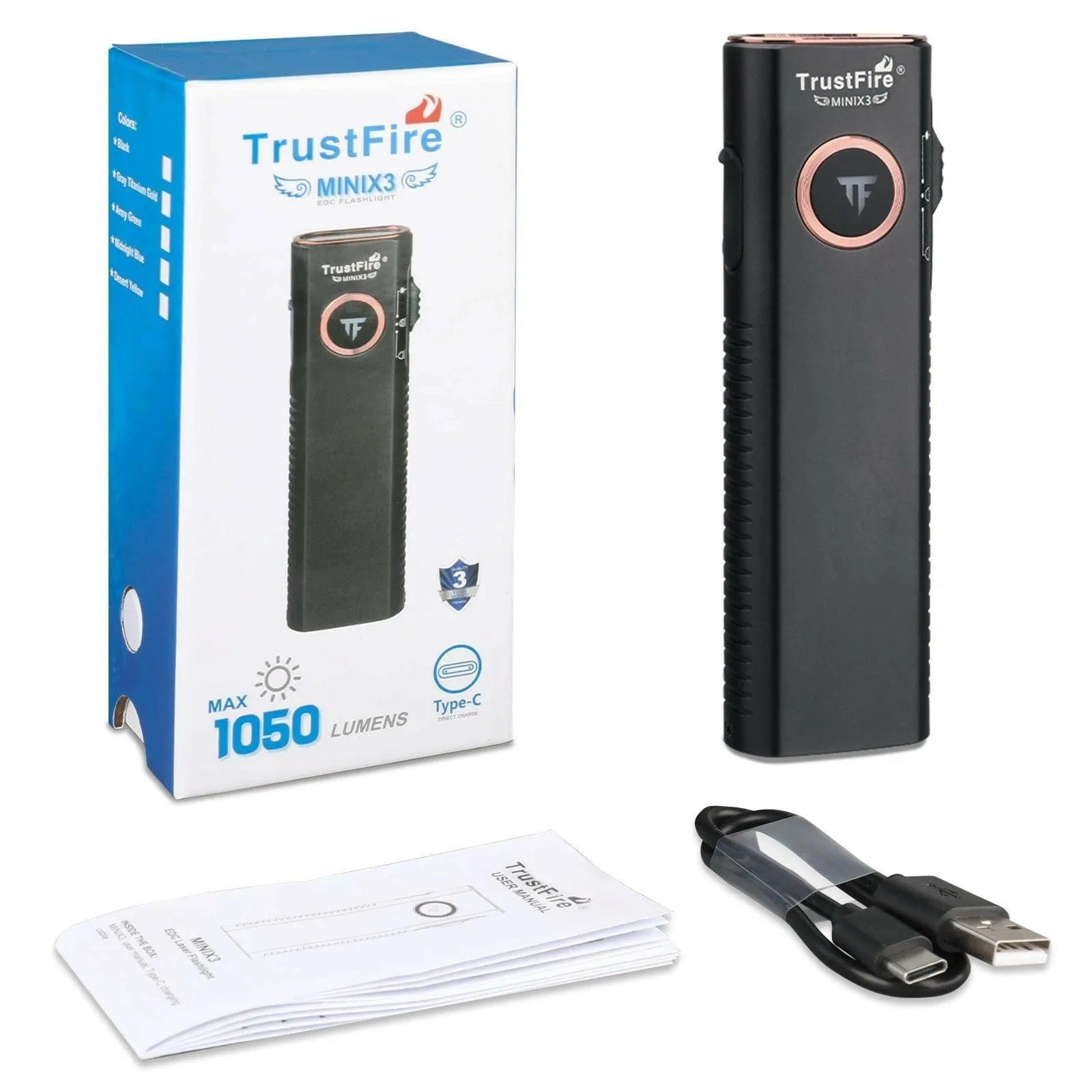 TrustFire Mini X3 EDC Flashlight 1050 Lumens UV Laser Floodlight